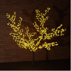 Светодиодное дерево "Сакура", высота 2,4м, диаметр кроны 2,0м, желтые светодиоды, IP 54, понижающий трансформатор в комплекте, NEON-NIGHT